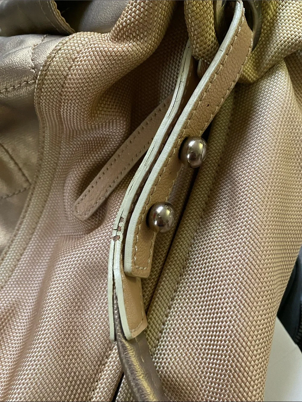 CHANEL Champagne Metallic Travel Quilted Hobo Baguette Shoulder Bag Duffle